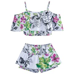 Flowers Kids  Off Shoulder Skirt Bikini by goljakoff