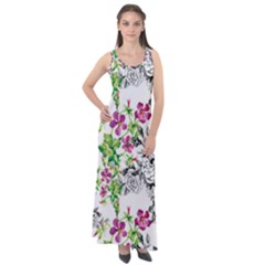 Flowers Sleeveless Velour Maxi Dress by goljakoff