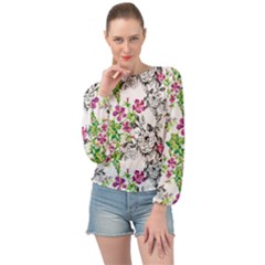 Flowers Banded Bottom Chiffon Top by goljakoff