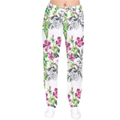 Flowers Women Velvet Drawstring Pants by goljakoff