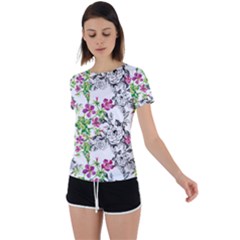 Flowers Back Circle Cutout Sports Tee