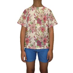 Vintage Garden Flowers Kids  Short Sleeve Swimwear by goljakoff