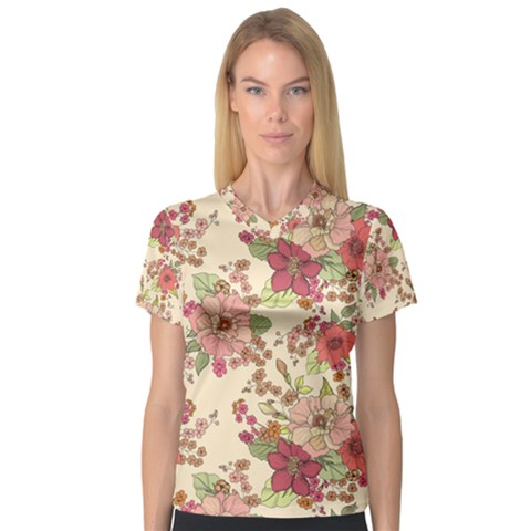 Vintage Garden Flowers V-neck Sport Mesh Tee by goljakoff