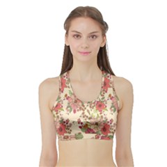 Vintage Garden Flowers Sports Bra With Border by goljakoff