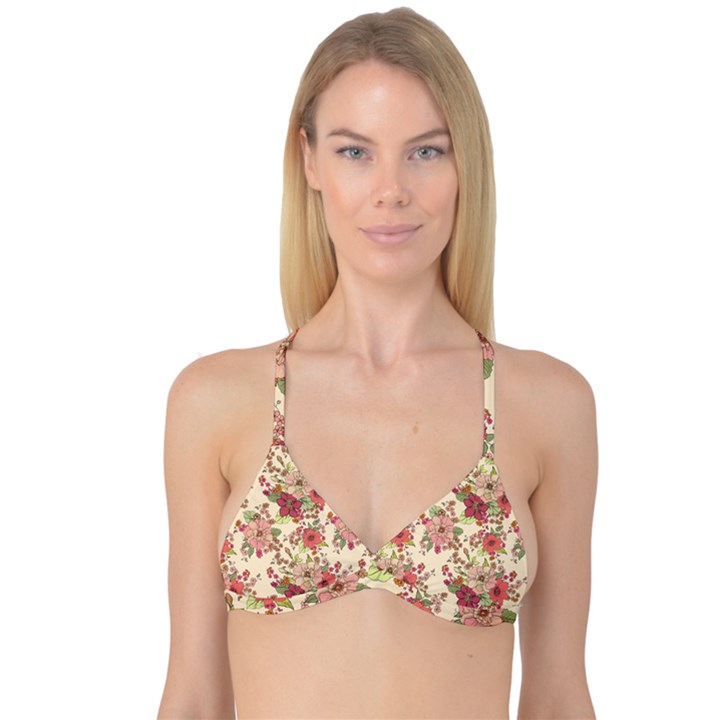 Vintage garden flowers Reversible Tri Bikini Top