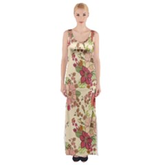 Vintage Garden Flowers Thigh Split Maxi Dress by goljakoff