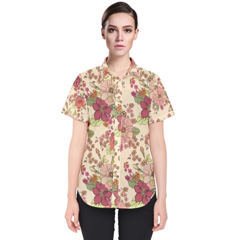 Vintage Garden Flowers Women s Short Sleeve Shirt by goljakoff