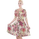 Vintage garden flowers Quarter Sleeve A-Line Dress View1