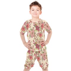 Vintage Garden Flowers Kids  Tee And Shorts Set by goljakoff