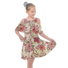 Vintage Garden Flowers Kids  Shoulder Cutout Chiffon Dress by goljakoff