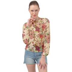 Vintage Garden Flowers Banded Bottom Chiffon Top by goljakoff