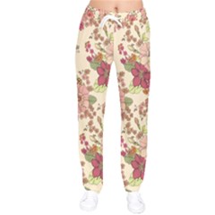 Vintage Garden Flowers Women Velvet Drawstring Pants by goljakoff