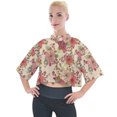 Vintage Garden Flowers Mock Neck Tee