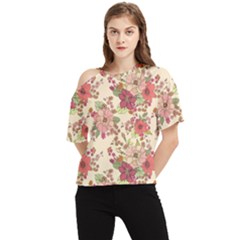 Vintage Garden Flowers One Shoulder Cut Out Tee