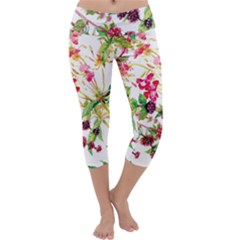 Spring Flowers Capri Yoga Leggings by goljakoff