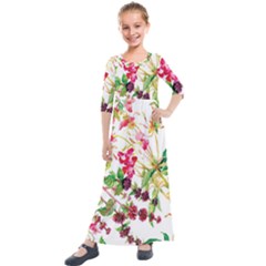 Spring Flowers Kids  Quarter Sleeve Maxi Dress by goljakoff