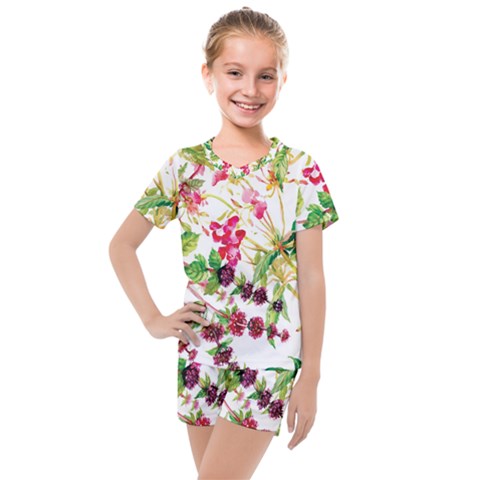 Spring Flowers Kids  Mesh Tee And Shorts Set by goljakoff