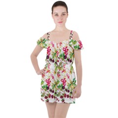 Spring Flowers Ruffle Cut Out Chiffon Playsuit by goljakoff