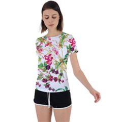 Spring Flowers Back Circle Cutout Sports Tee