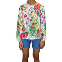 Summer Flowers Kids  Long Sleeve Swimwear by goljakoff