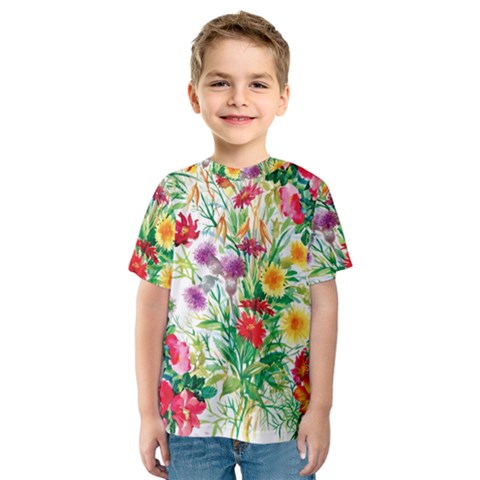 Summer Flowers Kids  Sport Mesh Tee by goljakoff