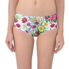 Summer Flowers Mid-waist Bikini Bottoms