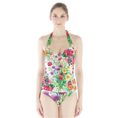 Summer Flowers Halter Swimsuit by goljakoff