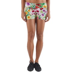 Summer Flowers Yoga Shorts by goljakoff