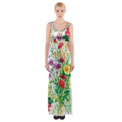 Summer Flowers Thigh Split Maxi Dress by goljakoff