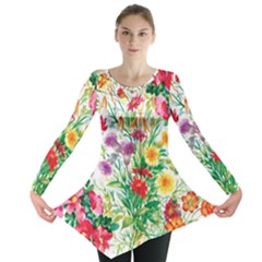 Summer Flowers Long Sleeve Tunic  by goljakoff