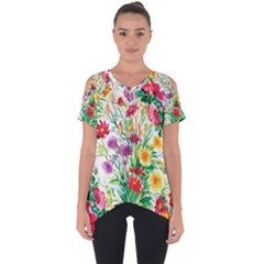 Summer Flowers Cut Out Side Drop Tee by goljakoff