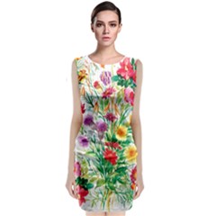 Summer Flowers Sleeveless Velvet Midi Dress by goljakoff