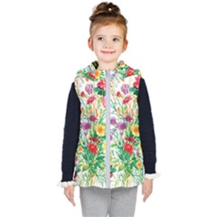 Summer Flowers Kids  Hooded Puffer Vest by goljakoff