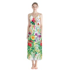 Summer Flowers Button Up Chiffon Maxi Dress