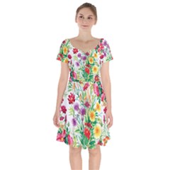 Summer Flowers Short Sleeve Bardot Dress by goljakoff