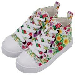 Summer Flowers Kids  Mid-top Canvas Sneakers by goljakoff