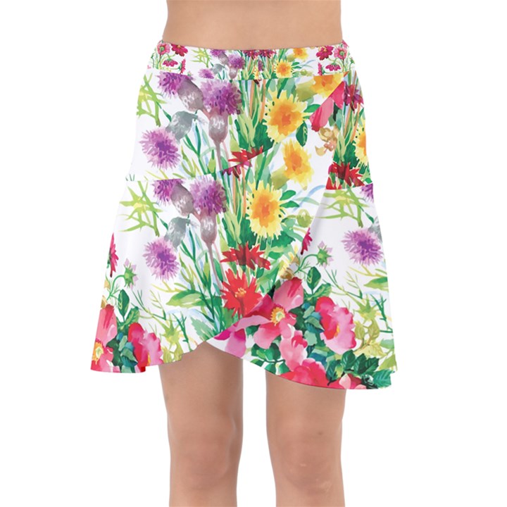 Summer flowers Wrap Front Skirt