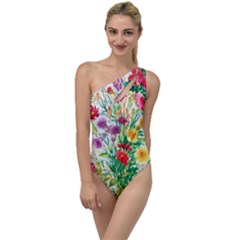 Summer Flowers To One Side Swimsuit by goljakoff