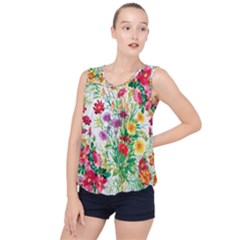 Summer Flowers Bubble Hem Chiffon Tank Top by goljakoff