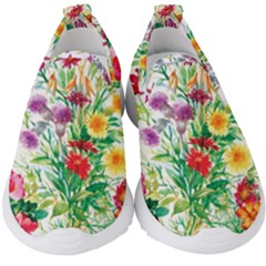 Summer Flowers Kids  Slip On Sneakers by goljakoff