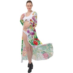 Summer Flowers Maxi Chiffon Beach Wrap by goljakoff