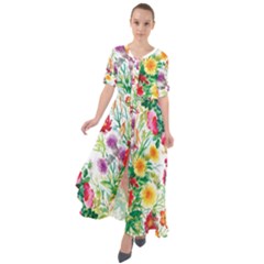 Summer Flowers Waist Tie Boho Maxi Dress by goljakoff