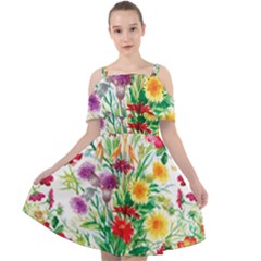 Summer Flowers Cut Out Shoulders Chiffon Dress by goljakoff