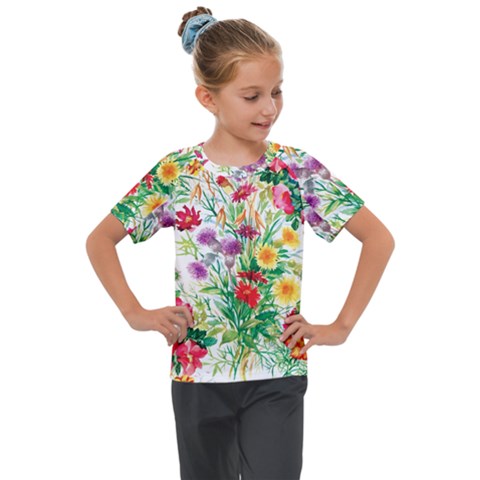 Summer Flowers Kids  Mesh Piece Tee by goljakoff