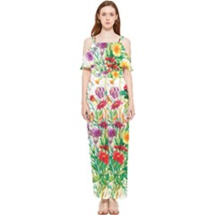 Summer Flowers Draped Sleeveless Chiffon Jumpsuit