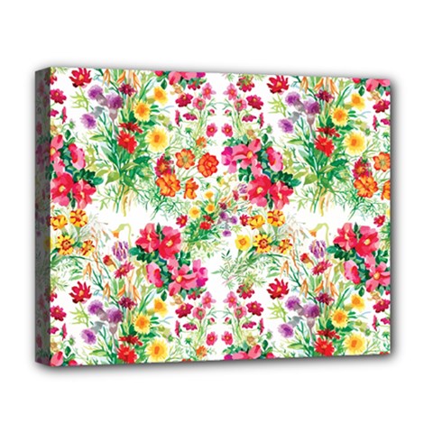 Summer Flowers Pattern Deluxe Canvas 20  X 16  (stretched) by goljakoff