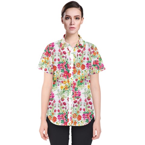 Summer Flowers Pattern Women s Short Sleeve Shirt by goljakoff