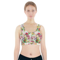 Summer Flowers Pattern Sports Bra With Pocket by goljakoff