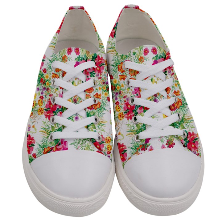 Summer flowers pattern Women s Low Top Canvas Sneakers