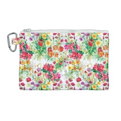 Summer Flowers Pattern Canvas Cosmetic Bag (large) by goljakoff